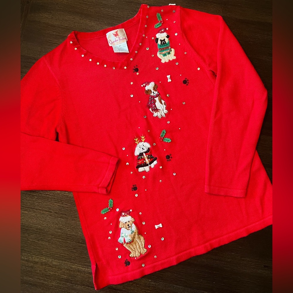 Vintage Quacker Factory Christmas Dog Sweater